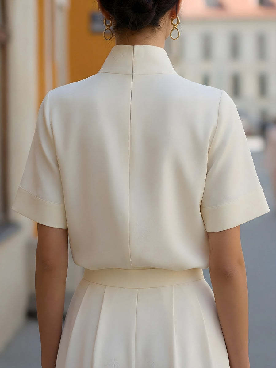 Stand Collar Structured Blouse