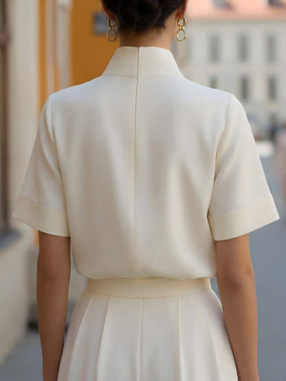 Stand Collar Structured Blouse