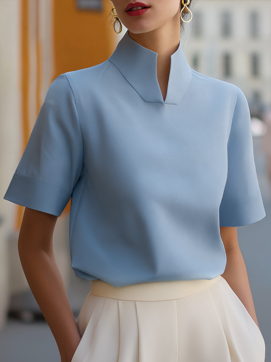 Stand Collar Structured Blouse