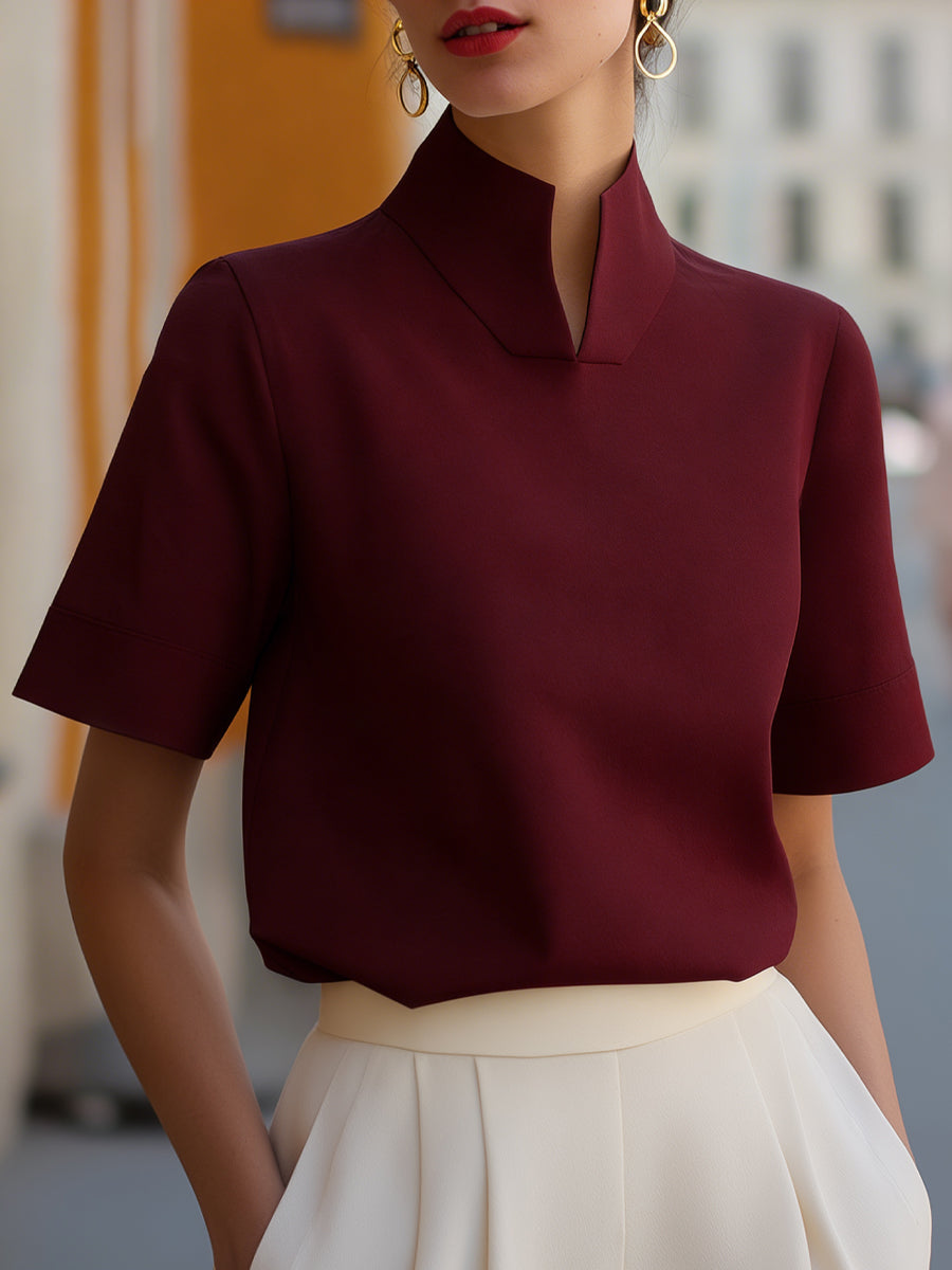 Stand Collar Structured Blouse