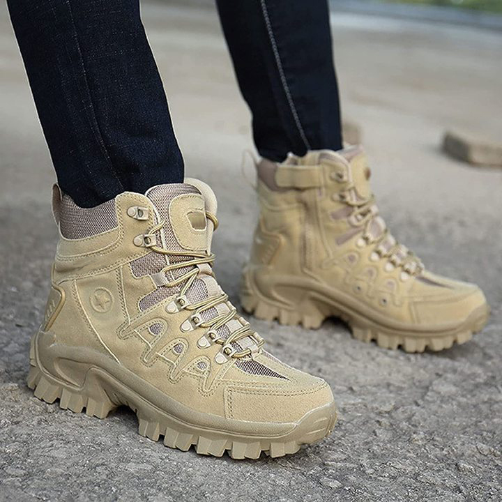 Men Military Combat Boots Waterproof Non-Slip Hiking Boots Anti-Puncture Work Boots-rumemagee