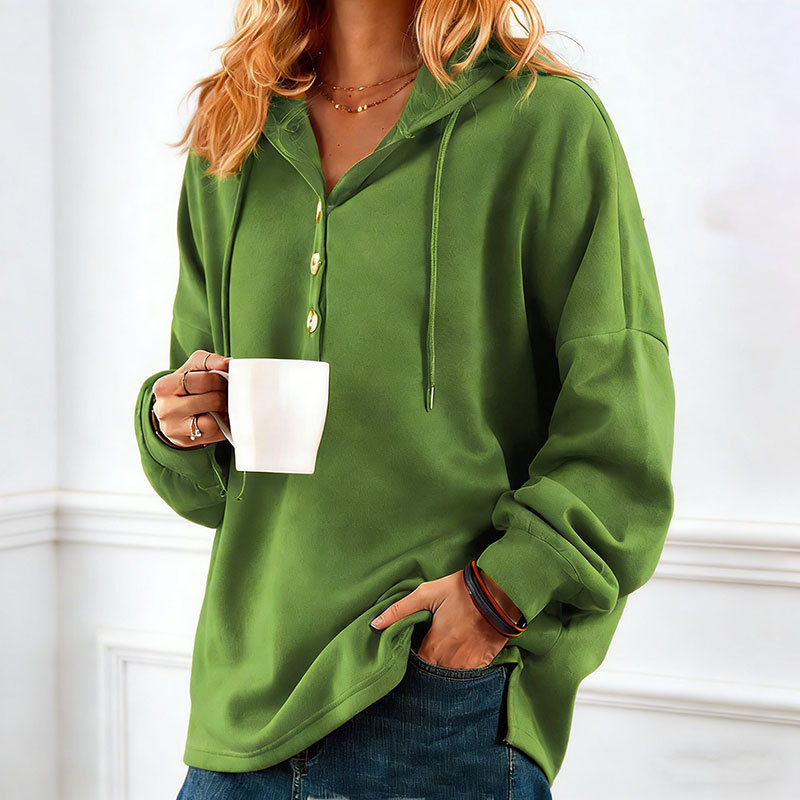 🔥New Arrivals🔥Women’s Casual Button Hooded Long Sleeve Top