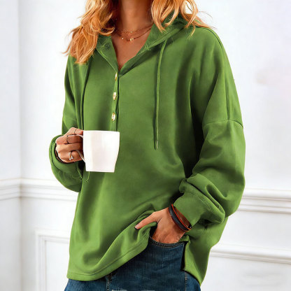 🔥New Arrivals🔥Women’s Casual Button Hooded Long Sleeve Top
