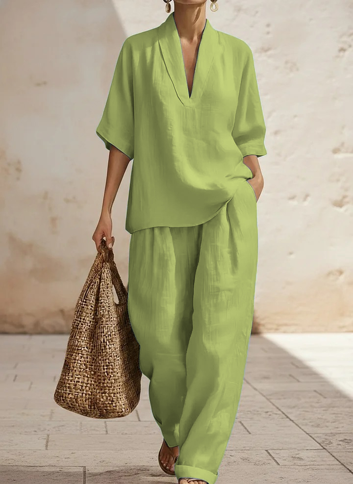 Women's Casual Cozy Minimalist Linen Two-piece Set