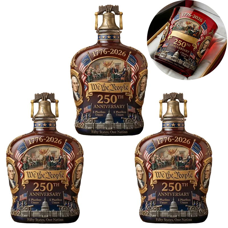 We The People USA 250th Anniversary Whiskey Decanter | 1776-2026 Commemorative Edition, Collectible Patriotic Home Bar Decor