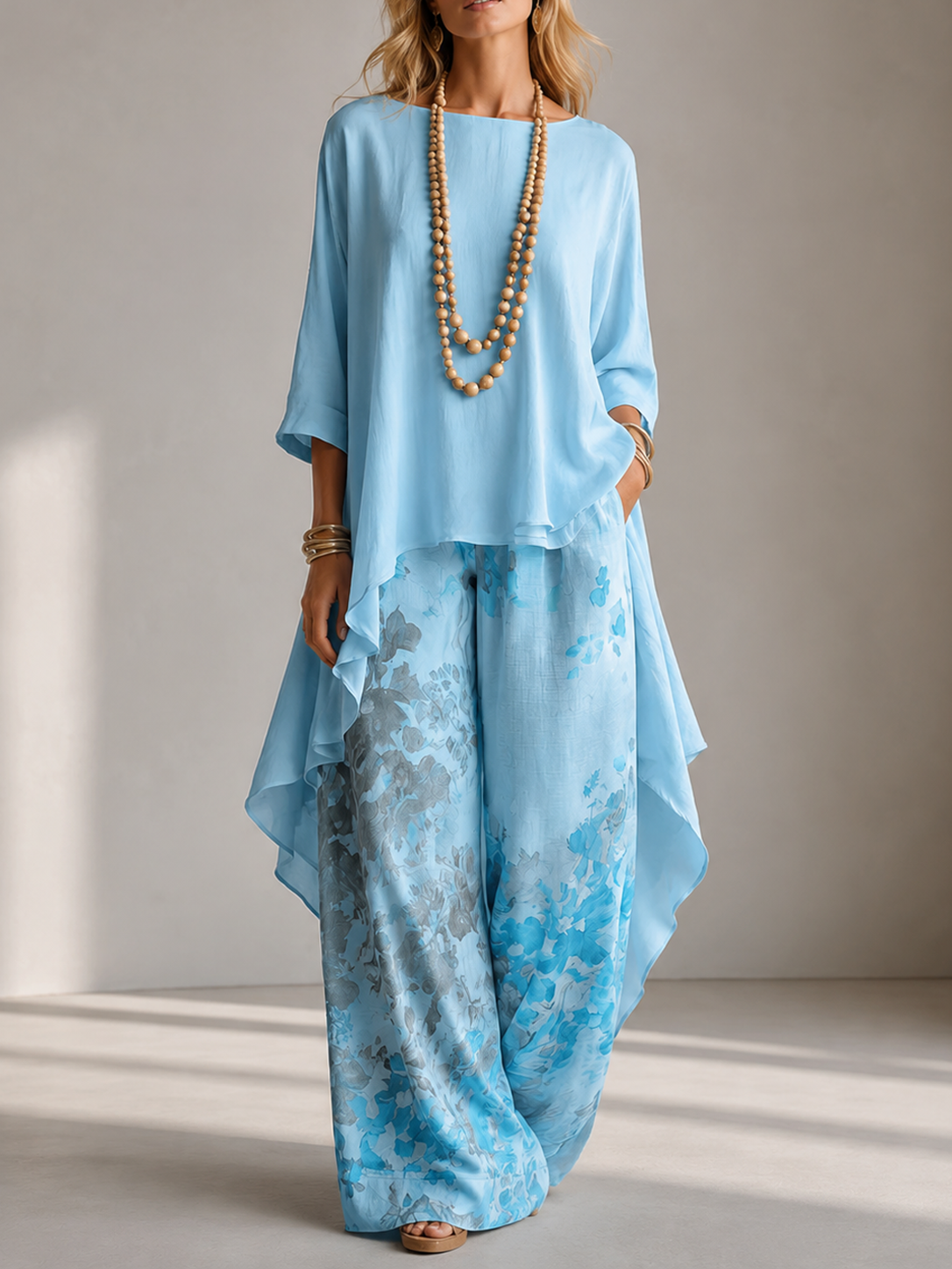 🎉Anniversary Offer 50% OFF— Elegant Artistic Floral Print Two-piece Set