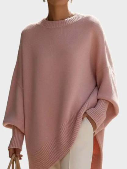 Elegant minimalist style loose knitted cape top
