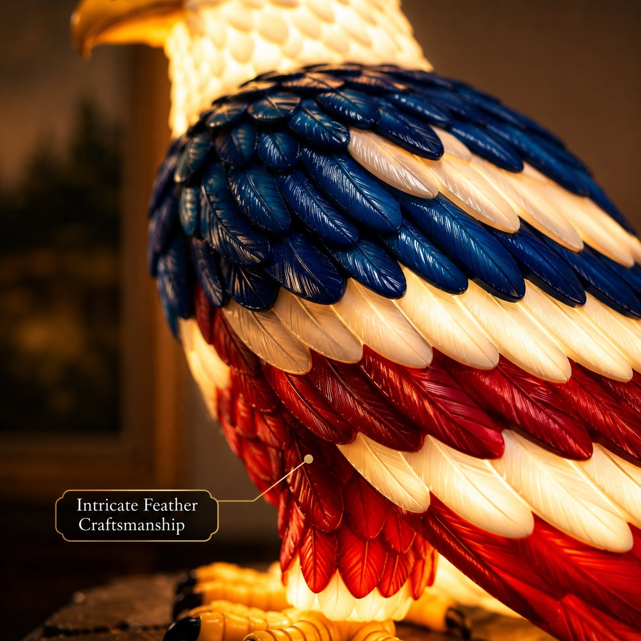 Layered feather texture patriotic eagle lamp