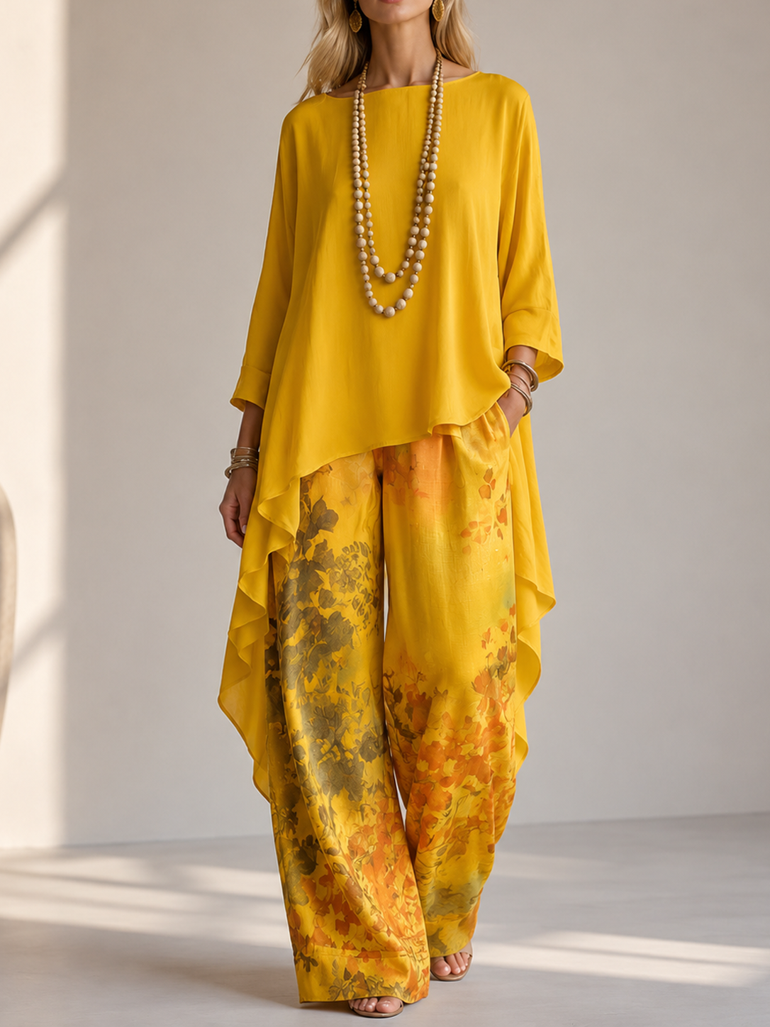 🎉Anniversary Offer 50% OFF— Elegant Artistic Floral Print Two-piece Set