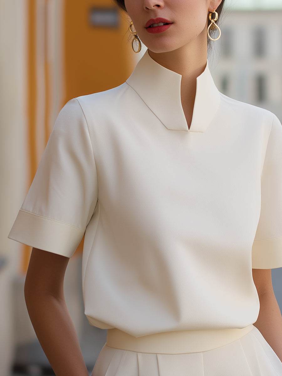 Stand Collar Structured Blouse