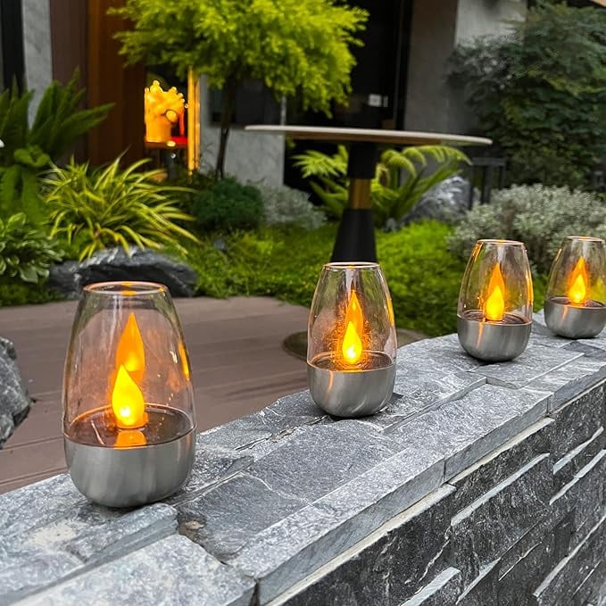 6 Pack Solar Power Tea Lights Outdoor Flameless Flicker with Dusk to Dawn Sensor