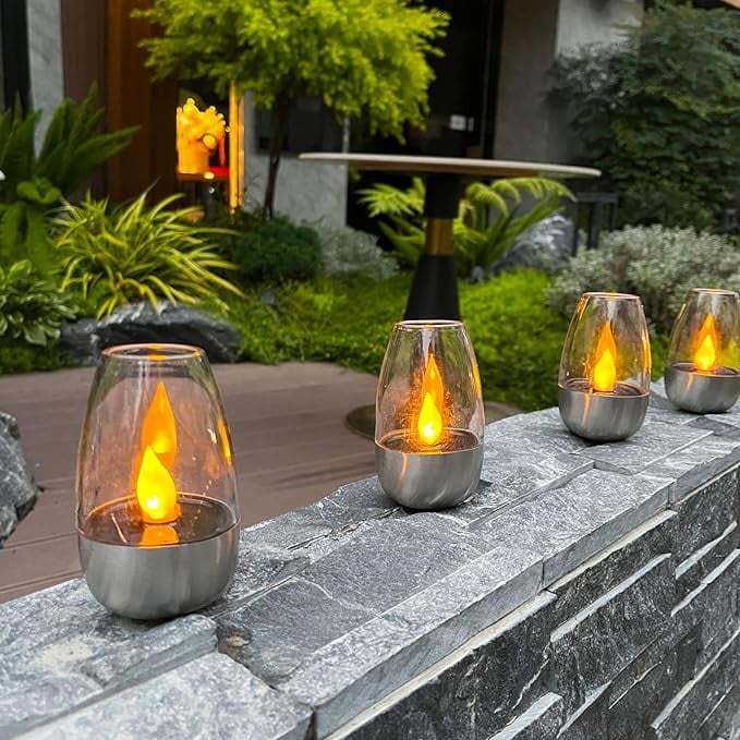 6 Pack Solar Power Tea Lights Outdoor Flameless Flicker with Dusk to Dawn Sensor
