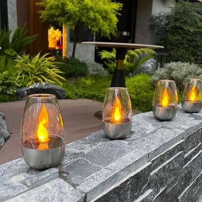 6 Pack Solar Power Tea Lights Outdoor Flameless Flicker with Dusk to Dawn Sensor