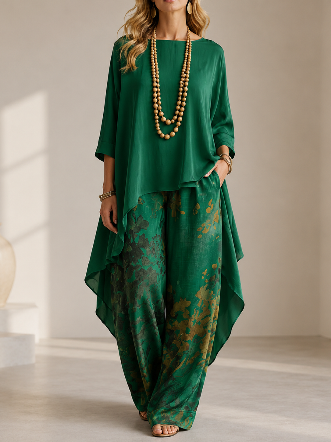 🎉Anniversary Offer 50% OFF— Elegant Artistic Floral Print Two-piece Set