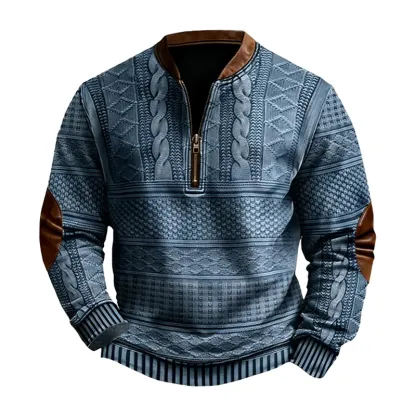 Men’s Western-Style Wool Half-Zip Pullover
