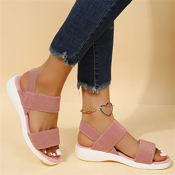 Womens Comfy Breathable Elastic Strap Slingback Sandals