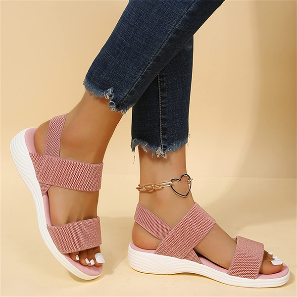 Womens Comfy Breathable Elastic Strap Slingback Sandals