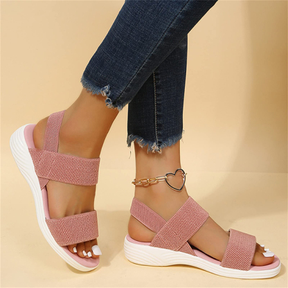 Womens Comfy Breathable Elastic Strap Slingback Sandals