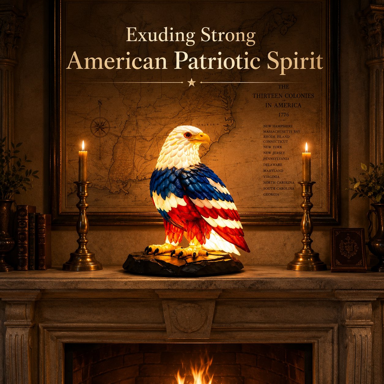 American patriotic eagle table lamp reading scene