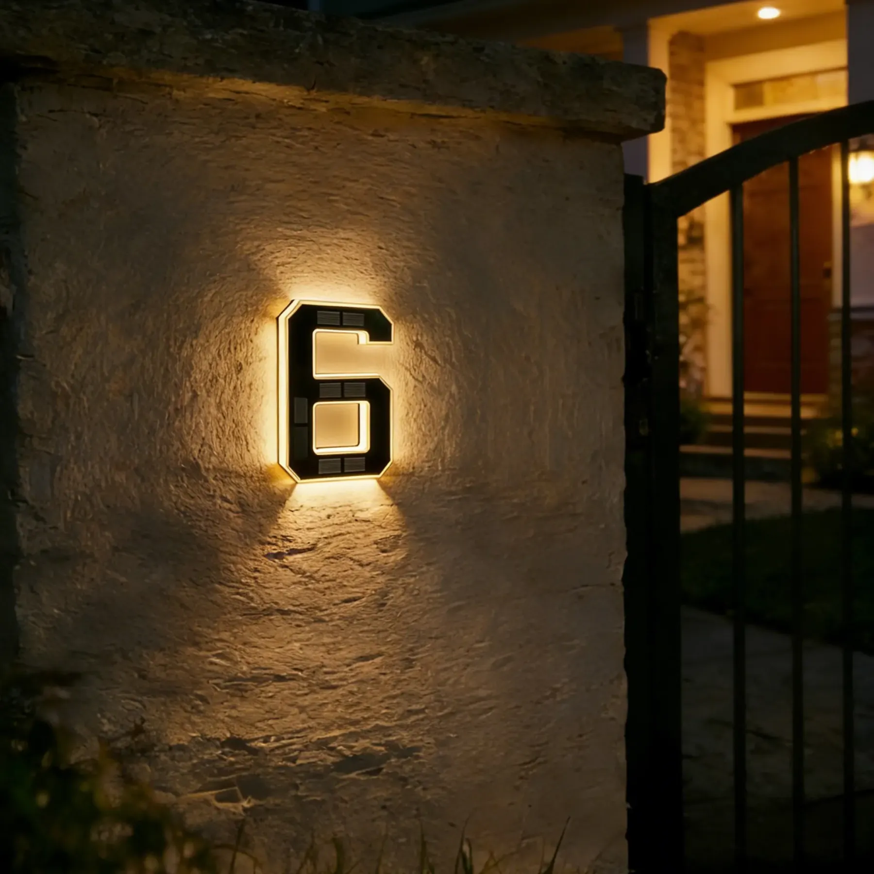 ISUNMEA 9 Inch Solar Lighted House Numbers for Outside, Light Up Waterproof LED Address Numbers Signs for Houses, Large Personalized Illuminated Exterior Modern House Numbers Light
