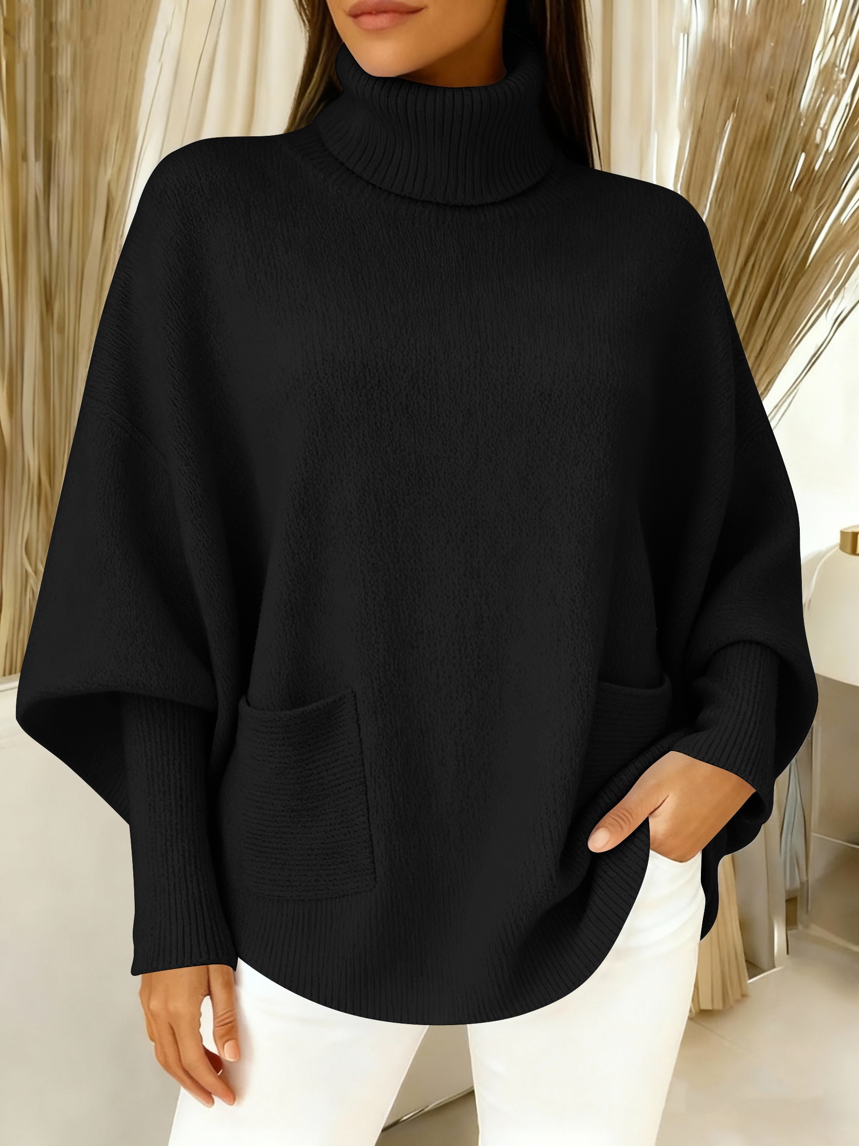New Arrivals Women's fashionable casual solid-color high-neck sweater