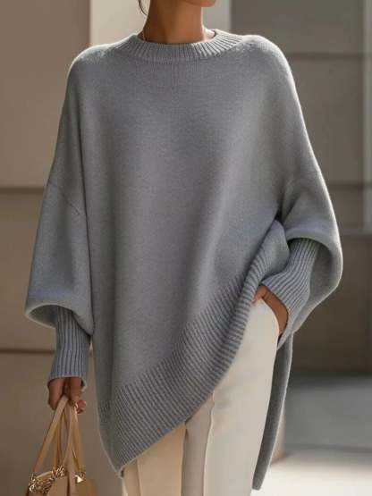 Elegant minimalist style loose knitted cape top