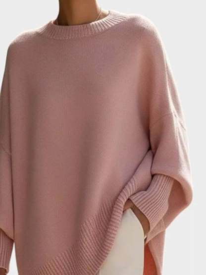 Elegant minimalist style loose knitted cape top