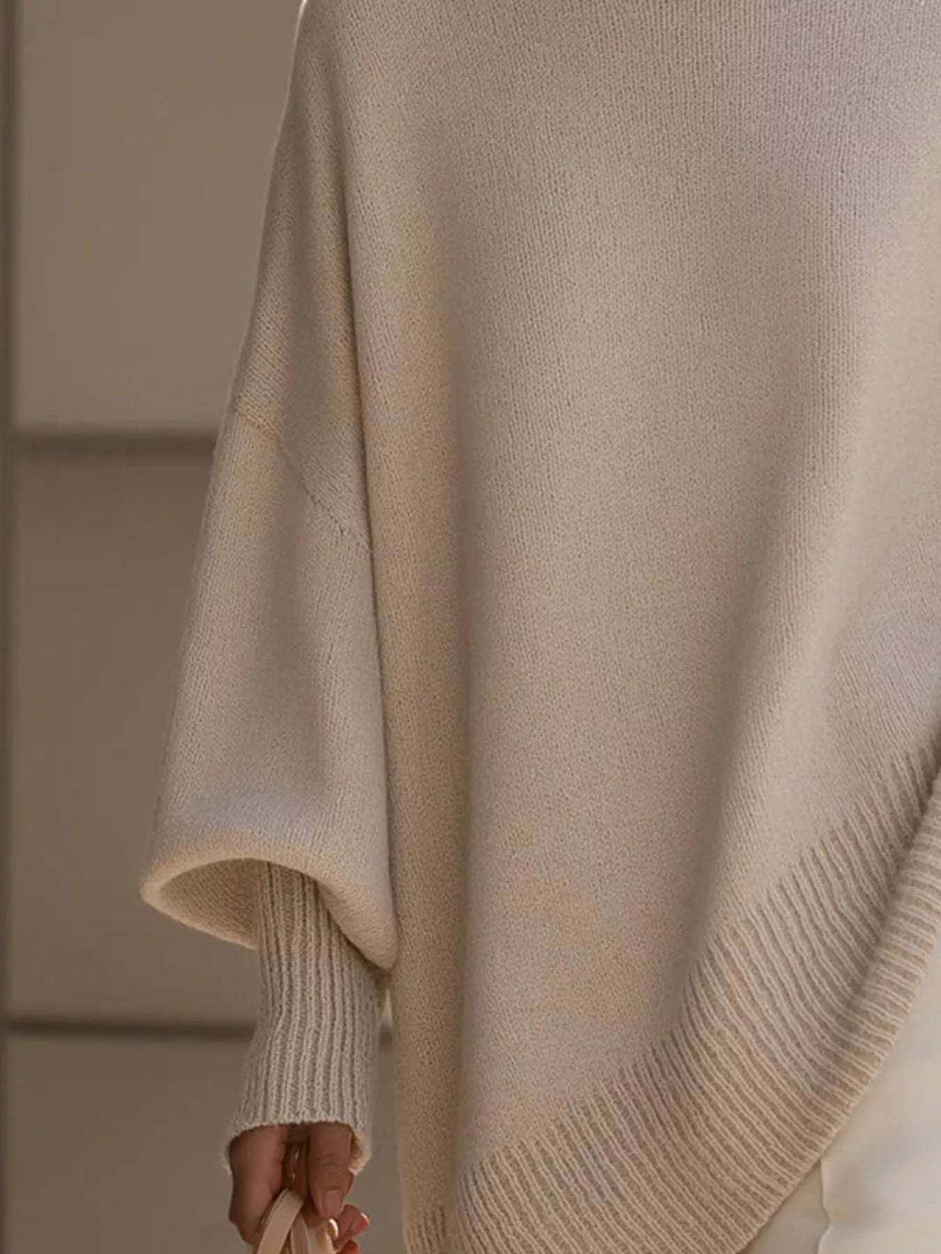 Elegant minimalist style loose knitted cape top