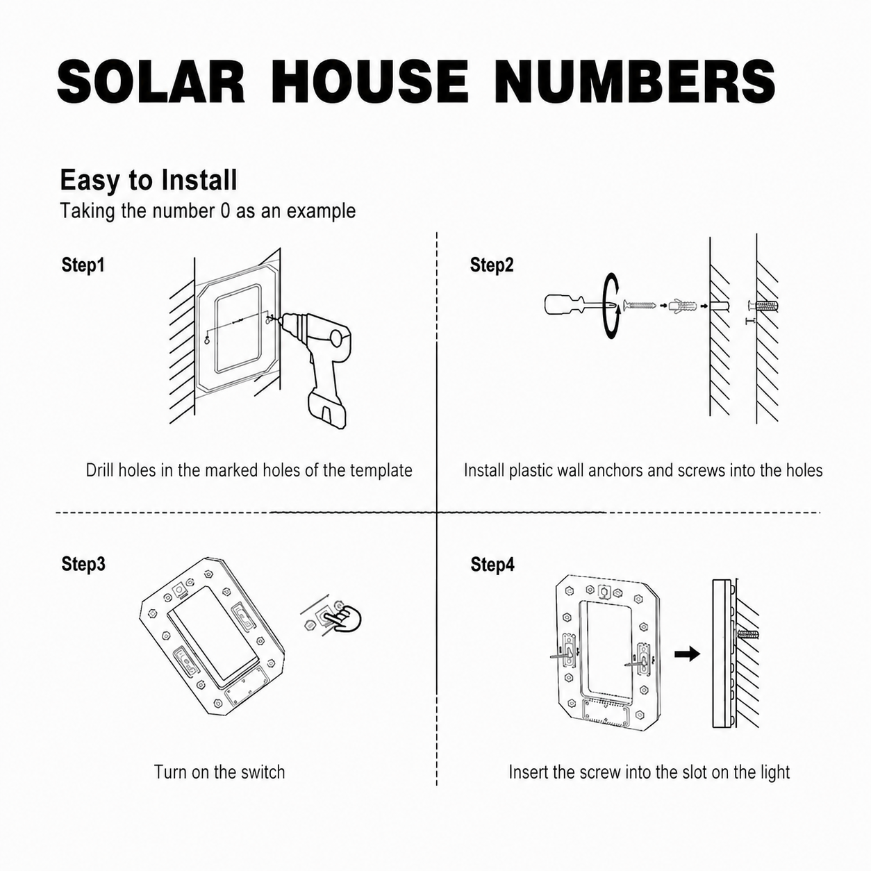 Solar Lighted House Numbers, Waterproof LED Address Sign for Outside