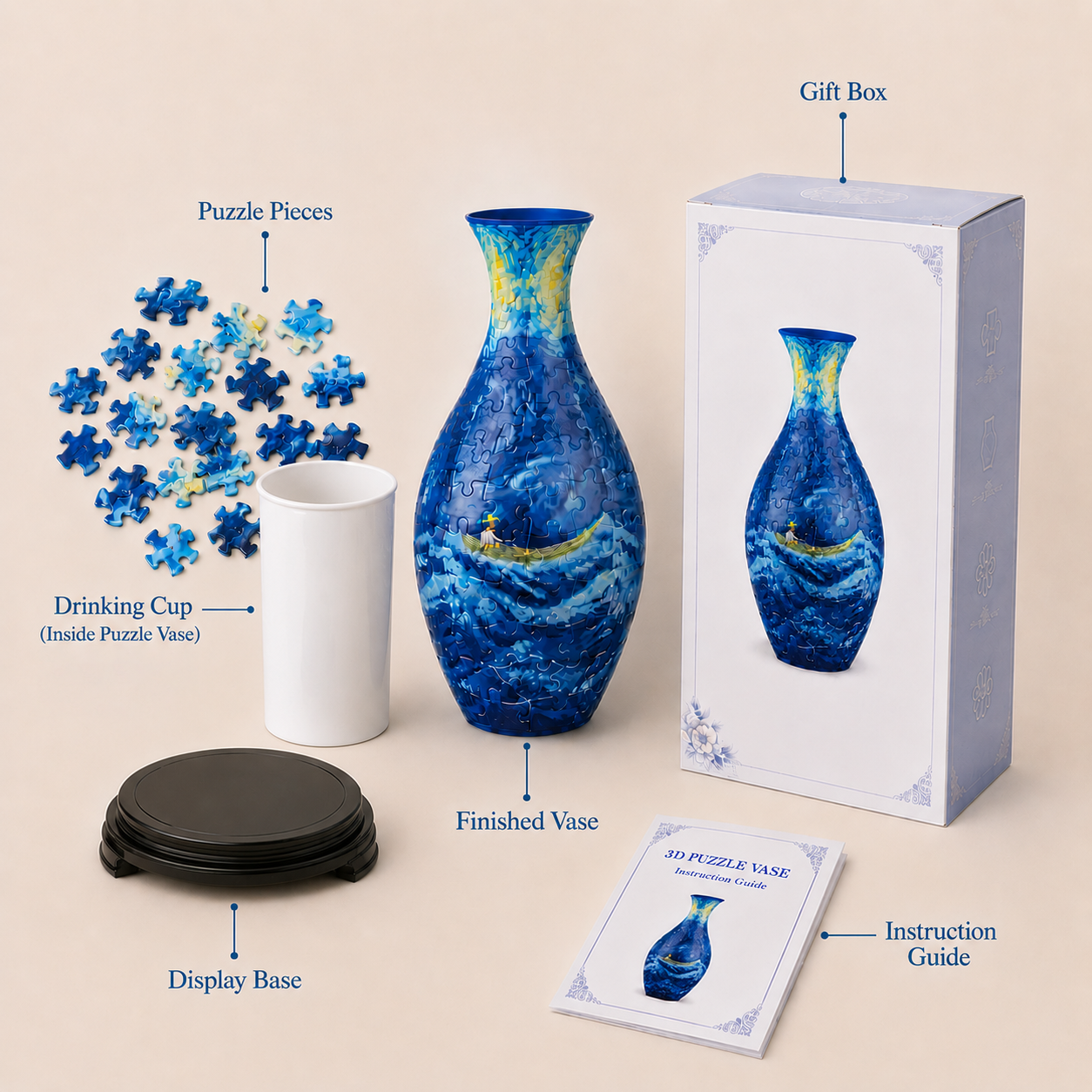 A Beautiful Vase You Build Yourself– 3D Puzzle Vase Kit for Flowers & Home Décor