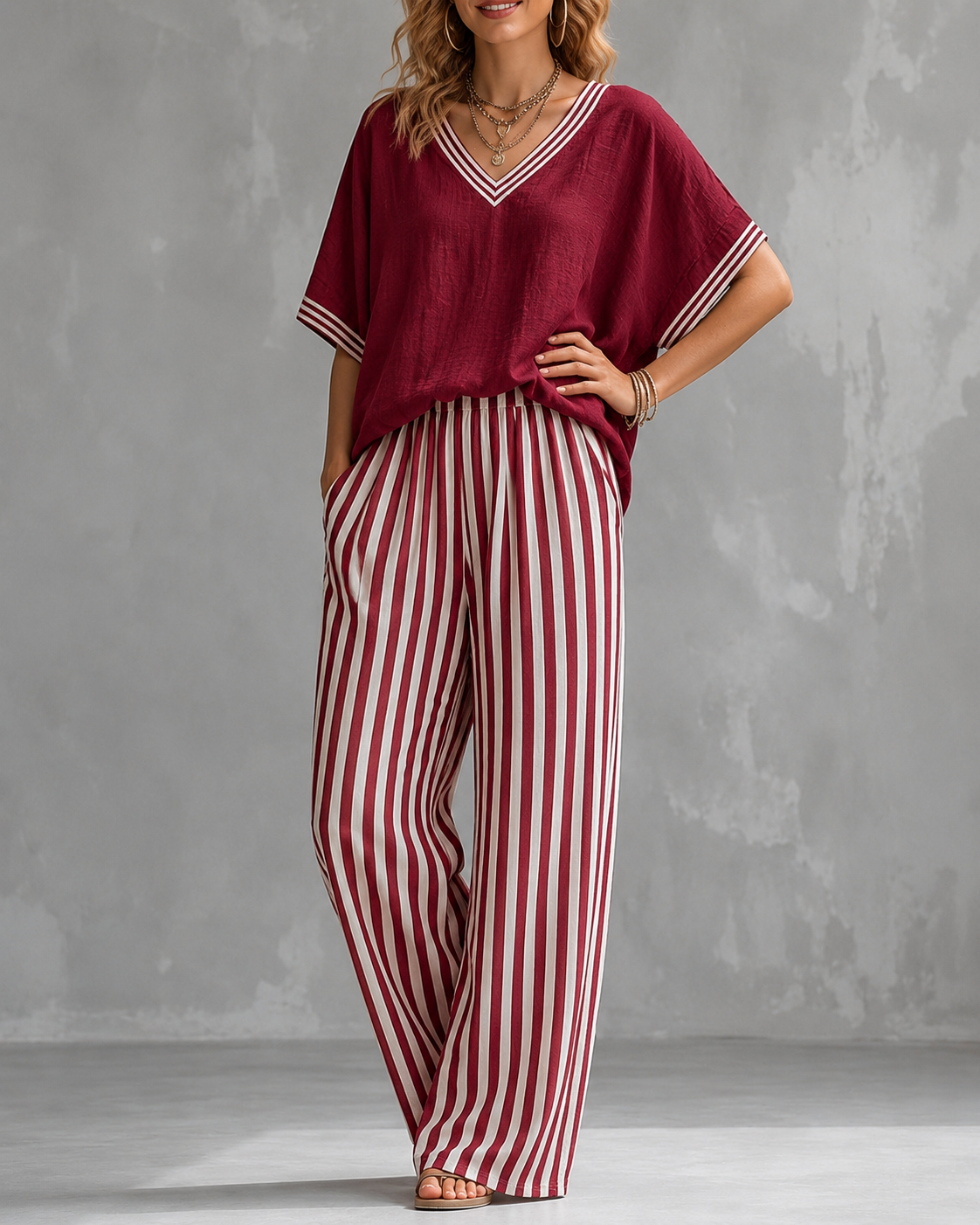 Cozy Loose-fit Striped Cotton-linen Two-piece Set ✨Plus Size Friendly S-4XL