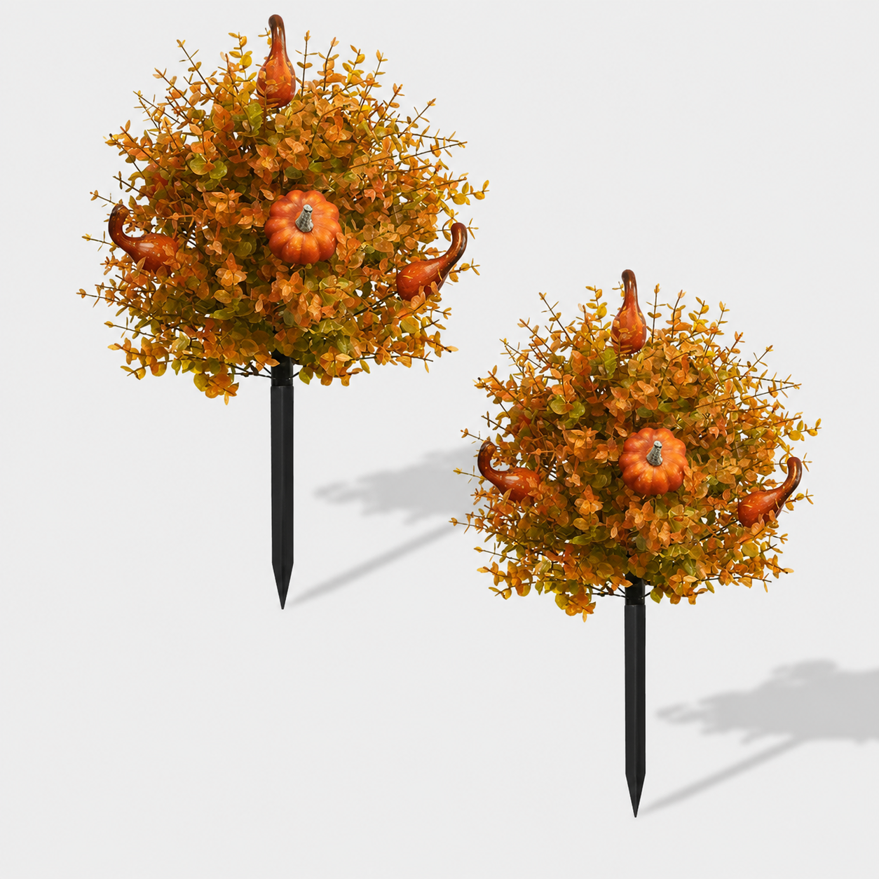 Fall Harvest Artificial Garden Stake with Pumpkin & Gourd Accents