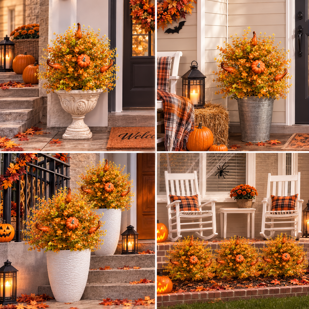Fall Harvest Artificial Garden Stake with Pumpkin & Gourd Accents