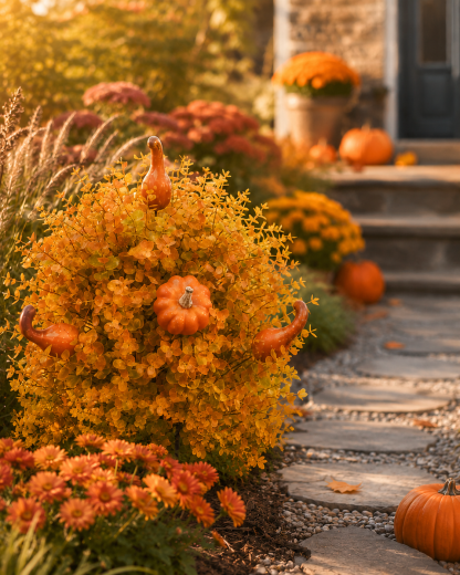 Fall Harvest Artificial Garden Stake with Pumpkin & Gourd Accents