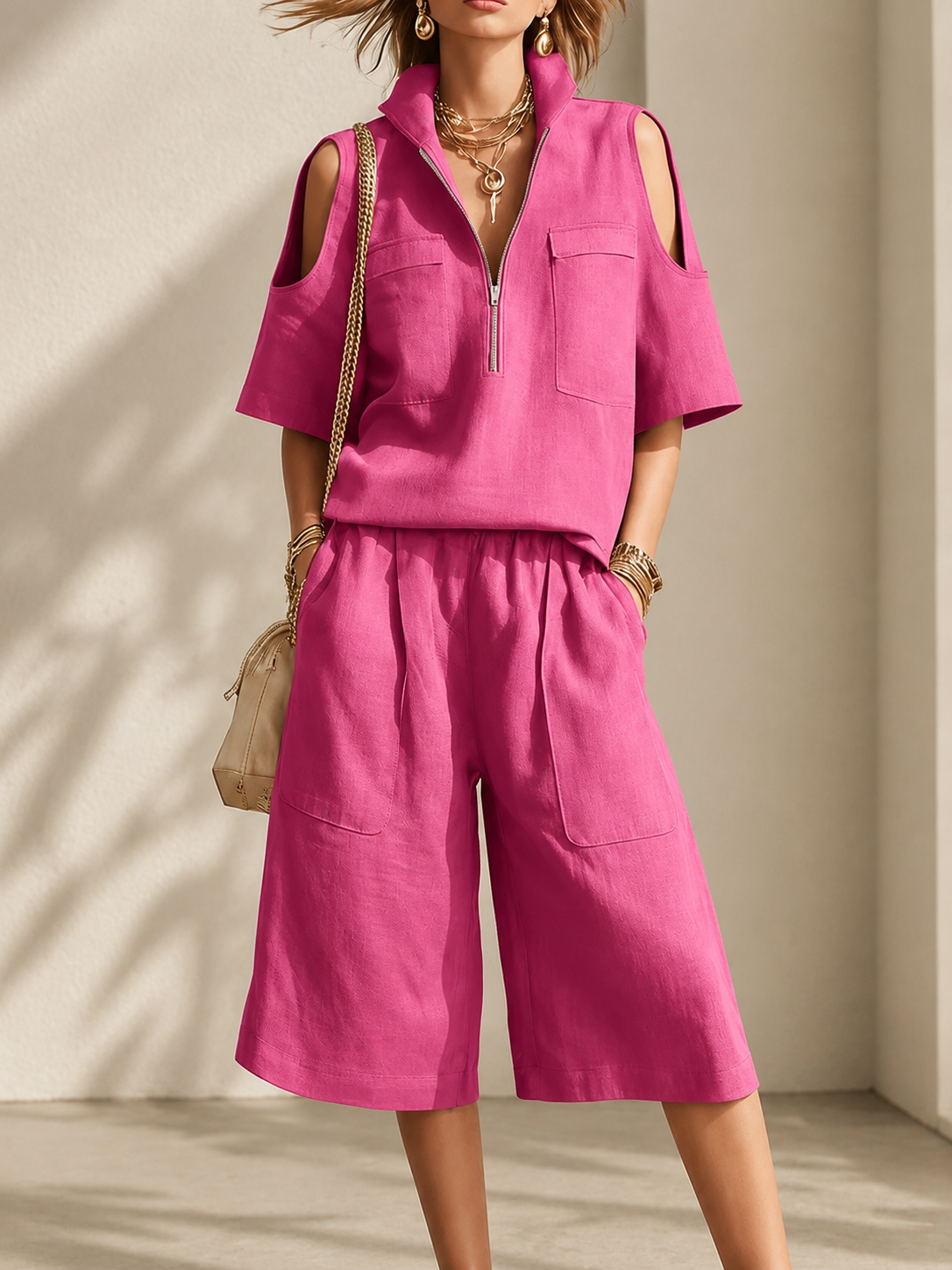 [Copy]Women’s Linen Cotton Cami Top and Open-Front Cover-Up Set