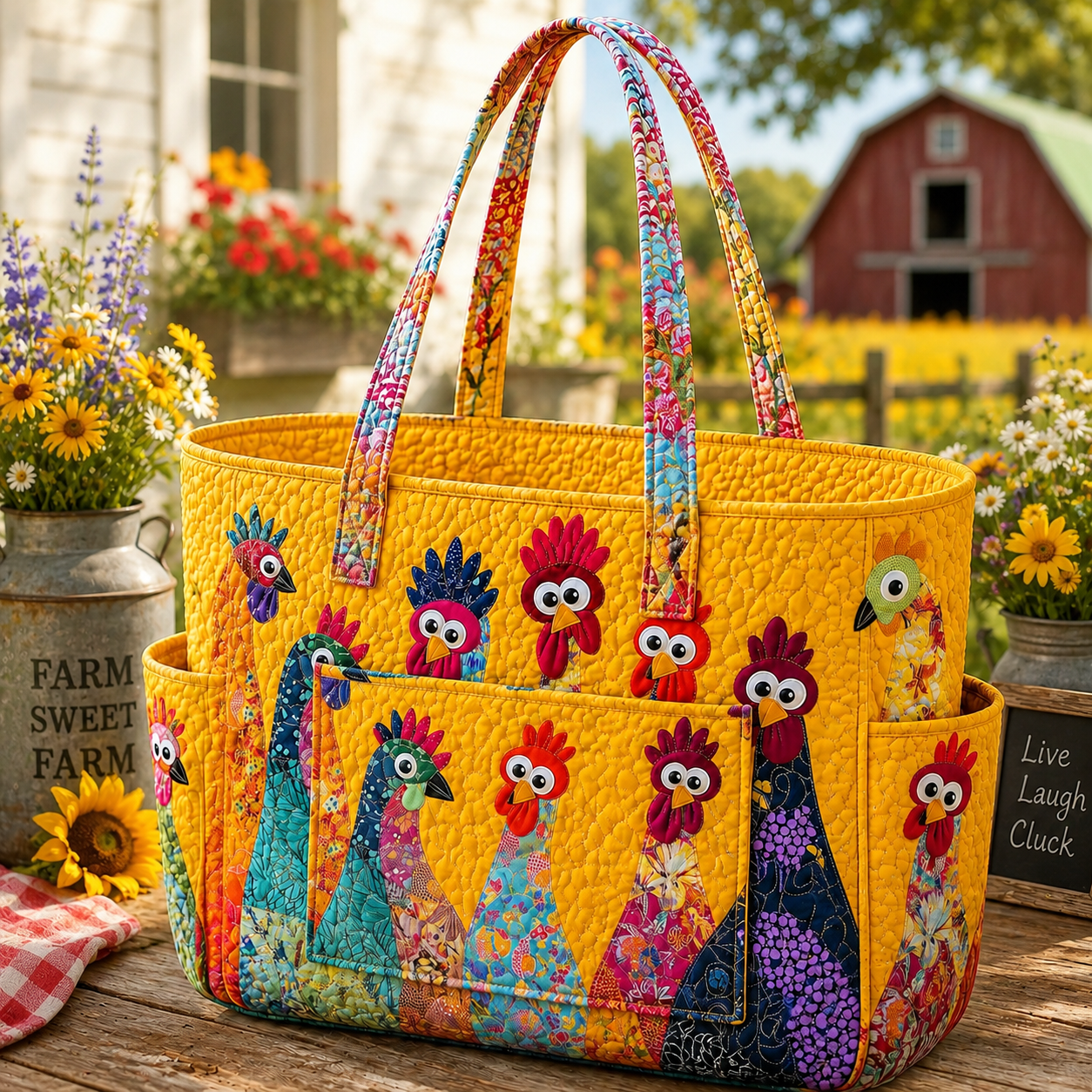 Funky Chicken Quilted Tote Bag TP21