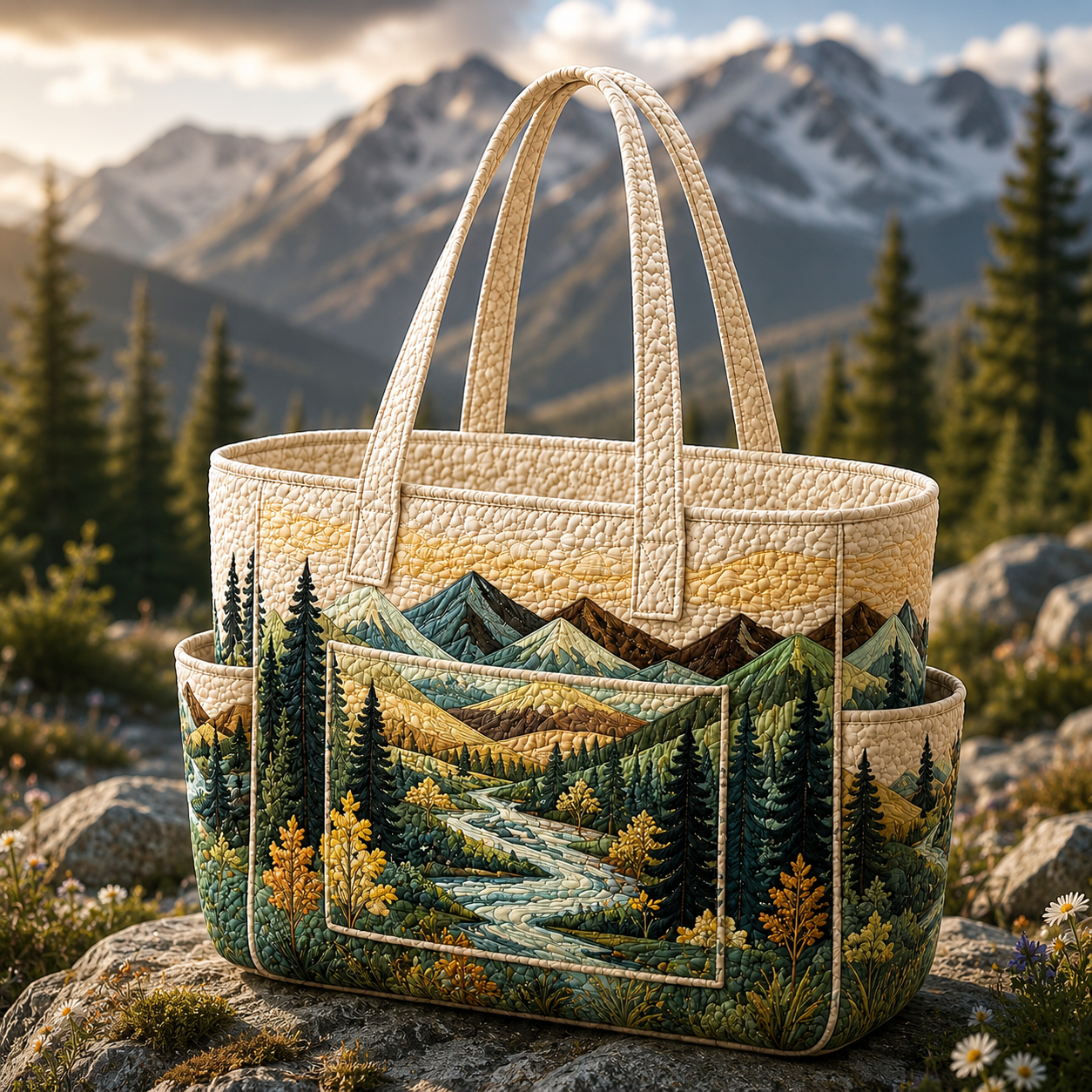 Forest Multiple Pockets Quilted Tote Bag TP22