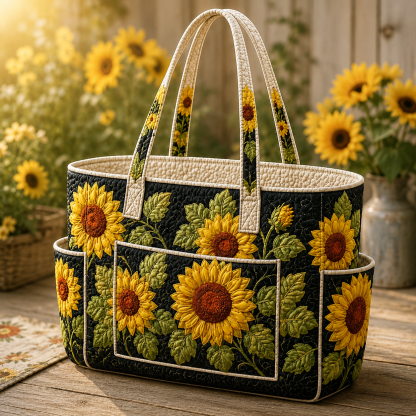 Sunflower Multiple Pockets Quilted Tote Bag TP56