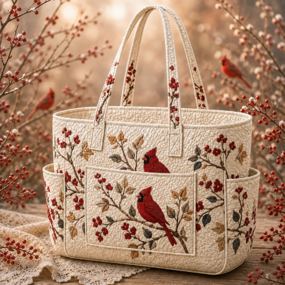 Crimson Leaves Multiple Pockets Quilted Tote Bag TP67