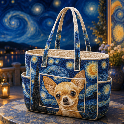 Dreamy Chihuahua Multiple Pockets Quilted Tote Bag TP68