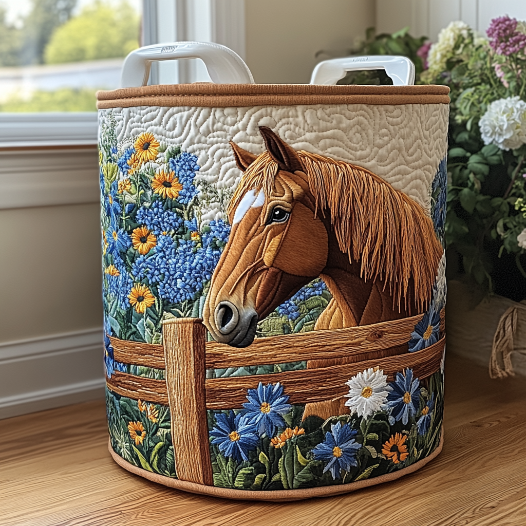 Horse Whisper Quilted Laundry Basket NCU0DDK752