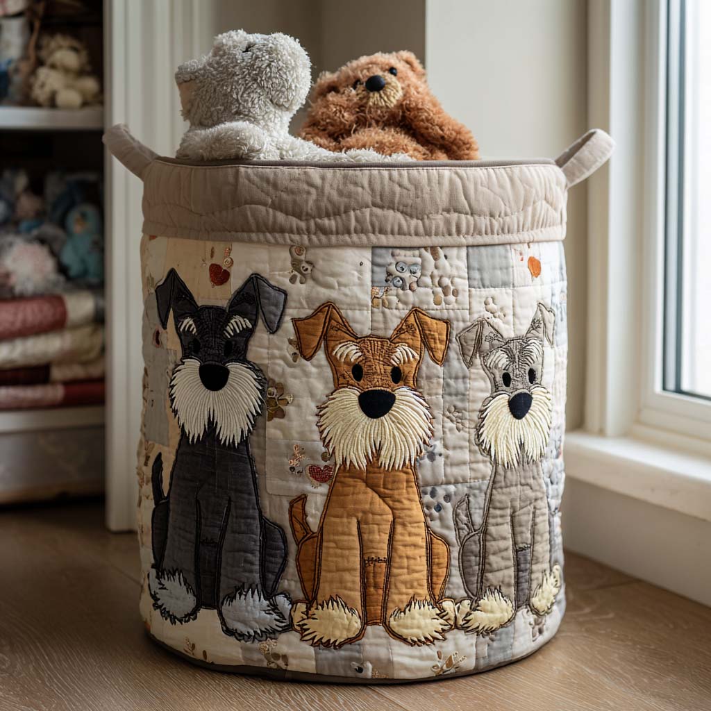 Patchwork Schnauzer Quilted Laundry Basket NCU0NNT1692