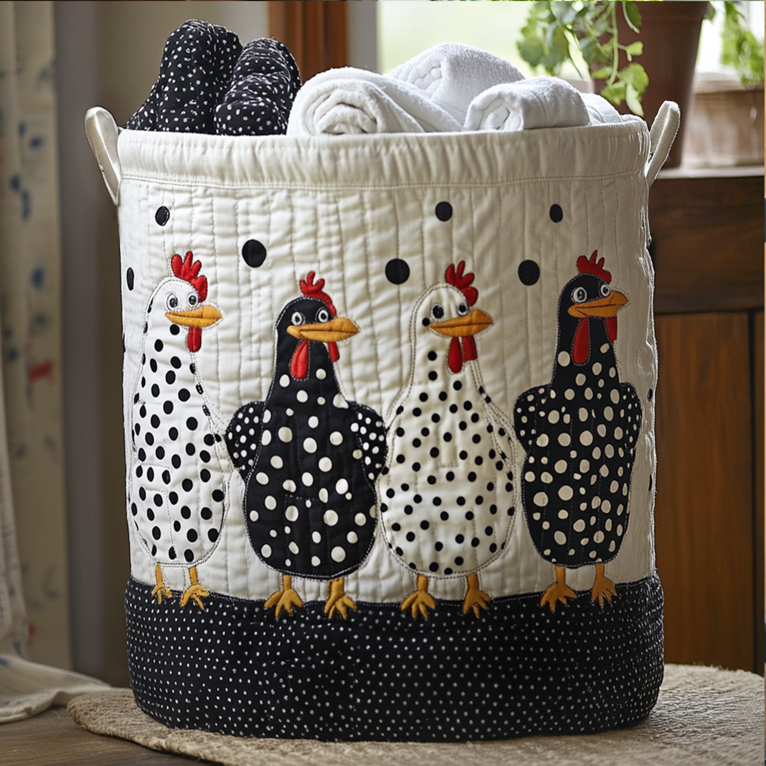 Polka Dot Peckers Quilted Laundry Basket NCU0PTT772