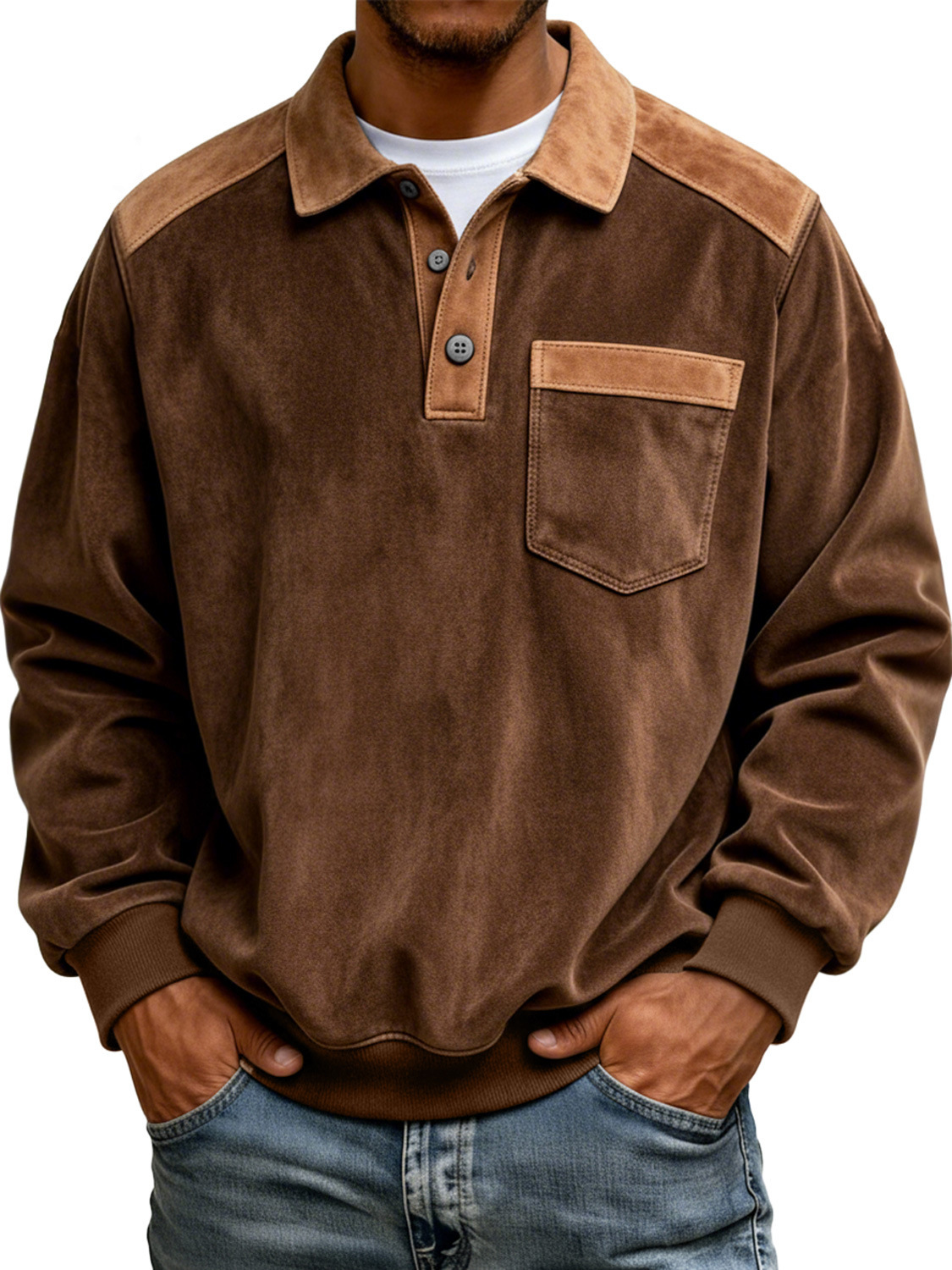 Men's solid color half-zip sweatshirt