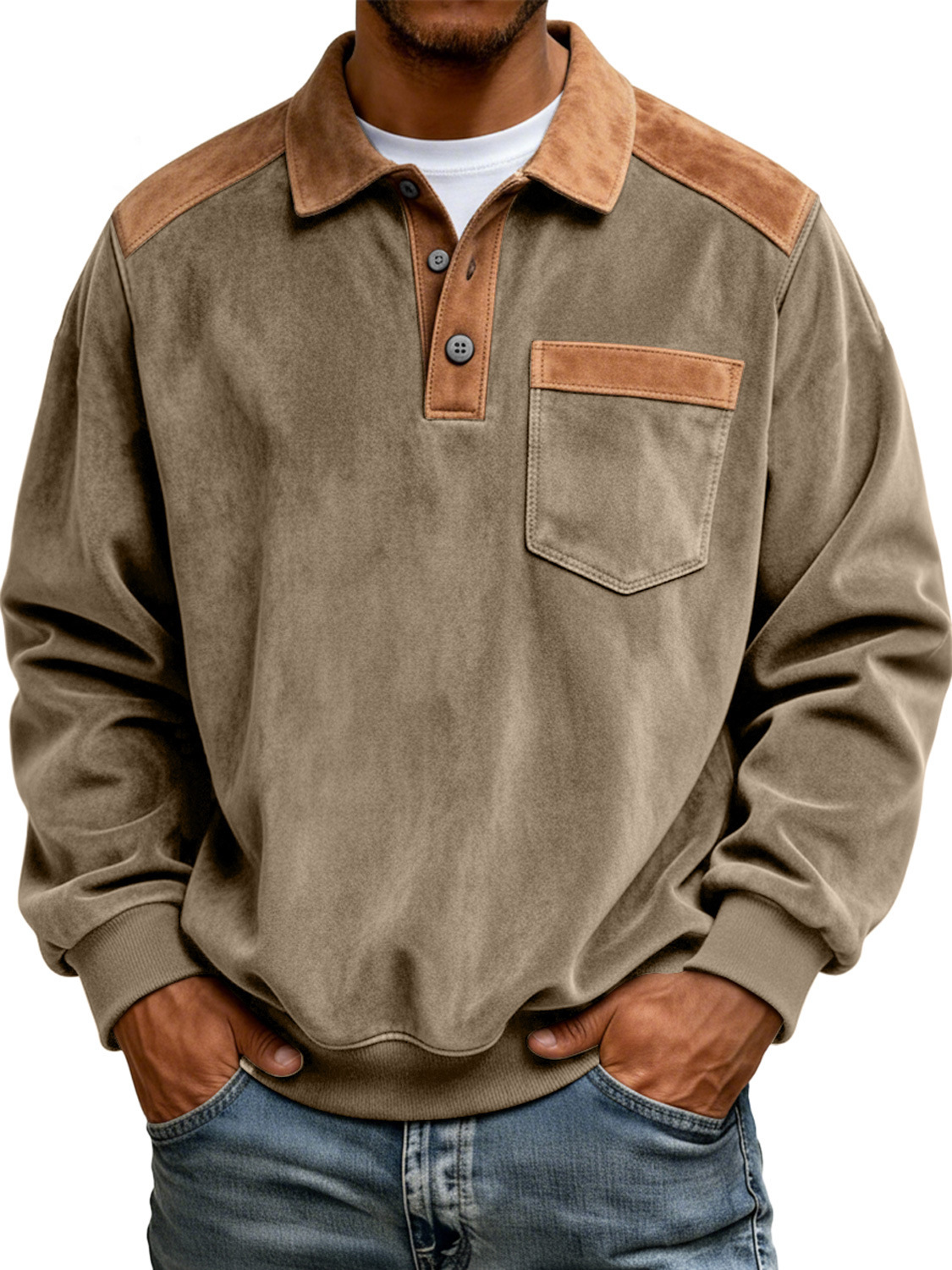 Men's solid color half-zip sweatshirt