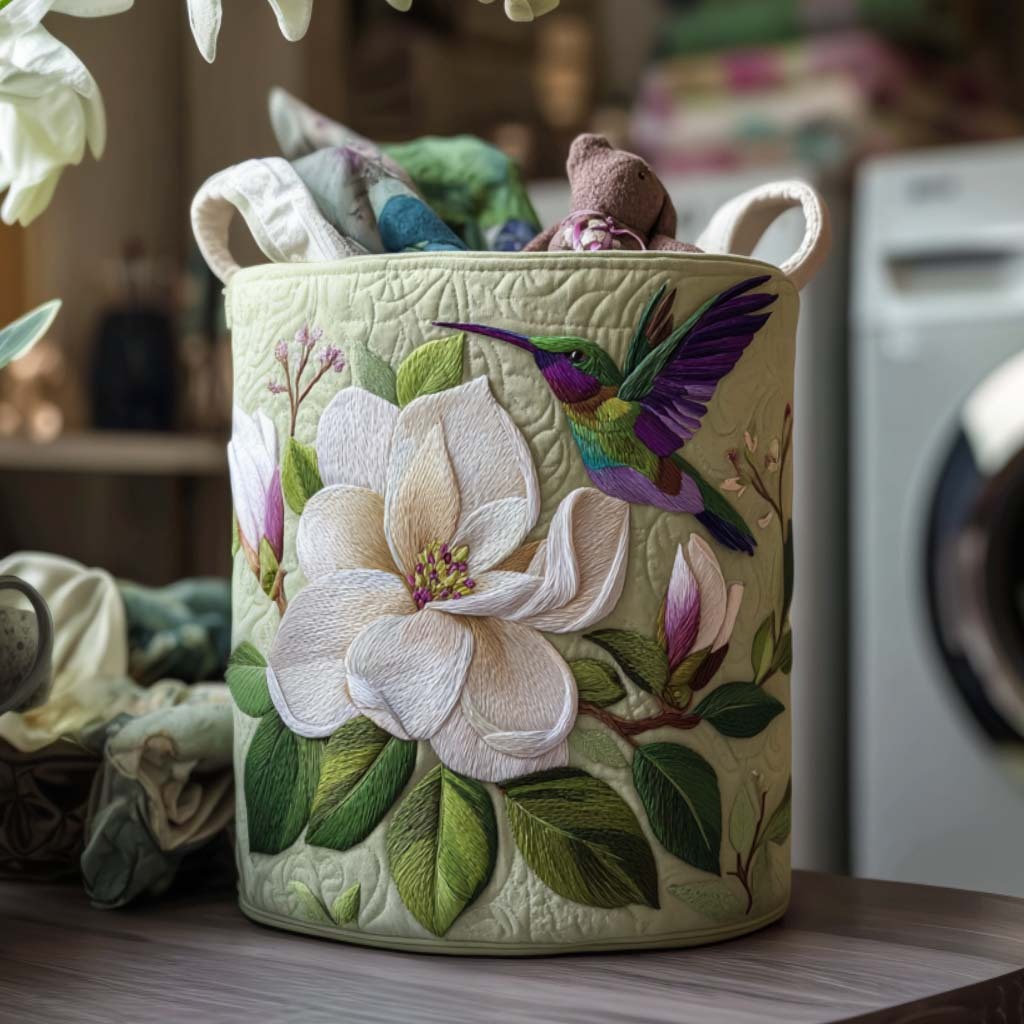 Whimsy Hummingbird Flight Quilted Laundry Basket NCU0NNT1422