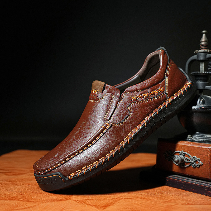 ⏰50% OFF🔥 Men’s Premium Leather Loafers - Arch Support & Wide Fit Slip-On Shoes