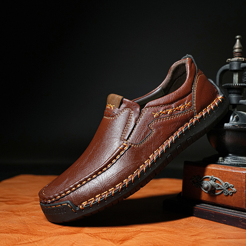 ⏰50% OFF🔥 Men’s Premium Leather Loafers - Arch Support & Wide Fit Slip-On Shoes