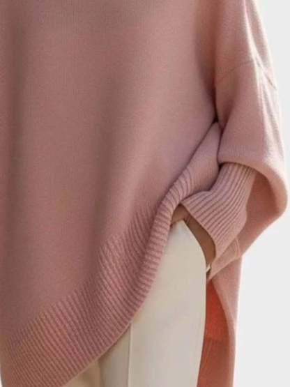 Elegant minimalist style loose knitted cape top