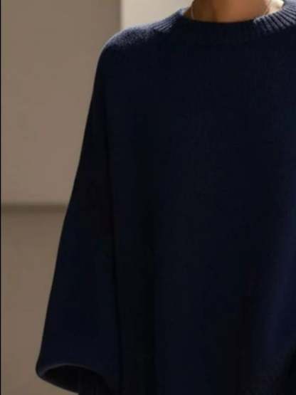 Elegant minimalist style loose knitted cape top